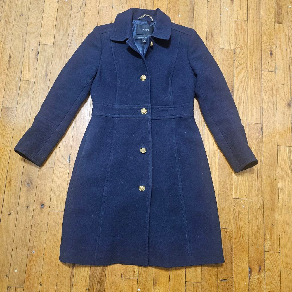 J.Crew Double Cloth Lady Day Coat Black Wool Size 6